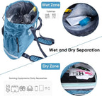 Swim Beach Sports Drawstring Backpack - Gym Bag with Shoes Compartment and Waterproof Pocket for Gym Accessories, Swim Essentials - Kids Mens Beach Workout Bag