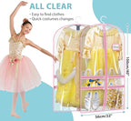 SLEEPING LAMB 6 Packs Clear Garment Bags for Dancers With 4 Pockets, 40" Kids Costume Bag for Travel and Dance Competition, Hanging Clothes Storage for Dress, Uniform, Pink