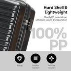 GinzaTravel 28 Inch Large Luggage Hardside Suitcase with Spinner Wheels TSA Approved Lock, Lightweight PP Hard Shell Luggage for Travel & Business, Black