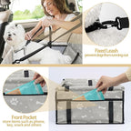 Dog Car Seat Foldable Dog Car Booster Seat Waterproof Breathable Oxford Travel Bag for Small to Medium Dogs, Puppies, and Pets-Pattern Grey