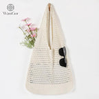 WantGor Crochet Bags, Beach Mesh Tote Bag Womens Shoulder Shopping Handbag Casual Travel Totes Bag Foldable Hobo Bags