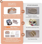 BOYATU Travel Makeup Bags for Women: Large Capacity Cosmetic Bag Set of 3 - Vegan Leather Make up Bags with Compartments - Wide Open Waterproof Toiletry Organizer Bag with Handle (P-05-Brown)