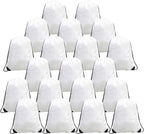 BeeGreen Drawstring Bags Backpacks Bulk, 20 Pieces White Gym Cinch Bags, String Backpack for Sports Sack, Personlized Sackpacks DIY Heat Vinyl