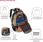 SWISSGEAR 1900 ScanSmart TSA Laptop Backpack Fits 17 Inch Laptop with RFID Protection and Tablet Pocket, Pastel Brown, 19-Inch