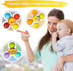 ALASOU 3PCS Pop Suction Cup Spinner Sensory Airplane Travel Toys for 1 Year Old Boy Girl Infant Toddlers|Novelty Spinning Tops 12 18 Months|1 2 Year Old Boy Birthday Gift|Baby Bath Toy Kids Ages 1-3