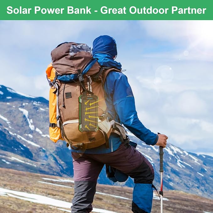 Solar Charger Power Bank 49800mAh Portable Solar Panels 22.5W Wireless Fast Charging with 6 Outputs for Cell Phones, Built in 4 Cables,USB C Waterproof Battery Pack for Camping,LED Flashlight