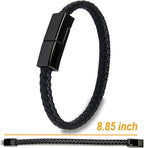SEANADO Leather Bracelet Charger USB Charging Cable Braided Cords USB Portable Travel Charger for Mens Womens Compatible with iPhone 14/13/12/11 pro XS MAX (for iPhone, L(8'85''))