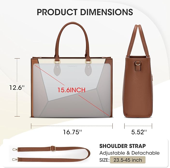 RAINSMORE Laptop Tote Bag for Women 15.6 Inch Large Women Work Bags Waterproof Business Office Teacher Bag Computer Briefcase