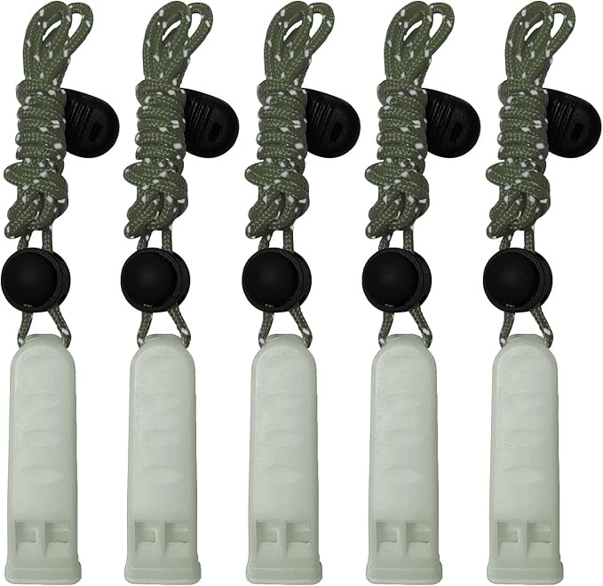 Amzonly Emergency Whistle, 120db Safety Whistle Survival Shrill Loud for Camping Hiking Hunting Boating Fishing Life Vest Jacket Rescue Signaling Kids Lifeguard 5 Pack