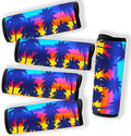 5 Pack Neoprene Luggage Handle Wraps Bright Luggage Tags/Identifiers/Marker/Grips Travel Accessories for Airplane/Flying/Luggage (Palm Tree)