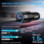 USB C Car Charger, 48W Super Fast Charging Type C Car Adapter for Samsung Galaxy S26 Ultra S25 S24 S23 S22 S21 S20 A56 A36 A16 A15 A14, iPhone 17 16 15 Pro Max, Android Car Charger with USB C Cable