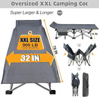 ABORON XXL Camping Cot with 2in Memory Foam Mattress, 900LBS Heavy Duty Sleeping Cot for Adults, Extra Wide Sleeping Cot, 1200D Double Layer Oxford Cot for Camping, Guest, Office Nap
