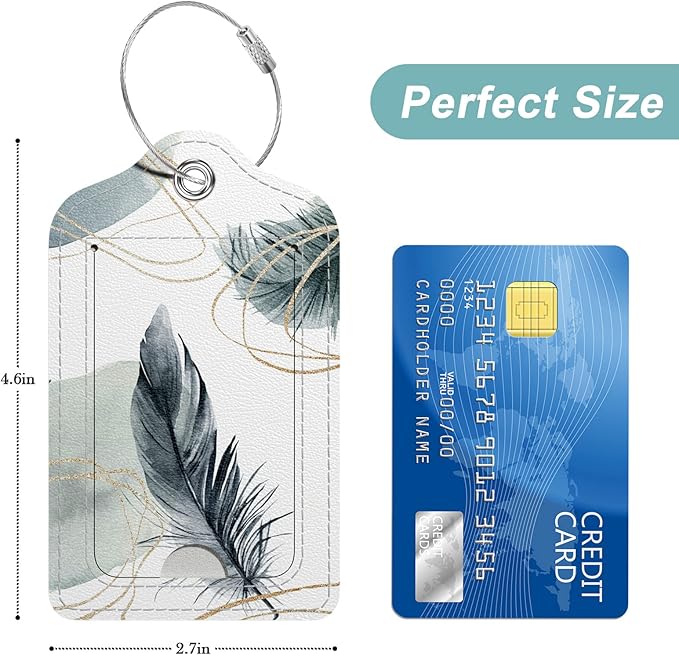 Rimilak 3 Pcs PU Leather Luggage Tags for Suitcase, Travel Cruise Luggage Tag with Privacy Flap, Name ID Label and Metal Loop for Women Men Baggage Handbag School Bag Backpack, Ink Flower