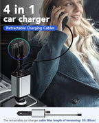 84W Upgraded Retractable Car Charger Adapter for iPhone 17,4 in 1 Fast Charging Car Phone Charger,USB C Car Truck Accessories,Road Trip Essentials Gift for Men for iPhone 17/16/15,Galaxy S26,Pixel 10