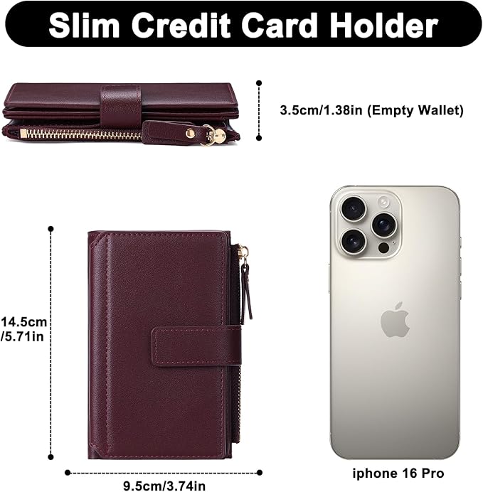 Women's Wallet Ladies Travel Card Wallet Trifold Veagan Leather
