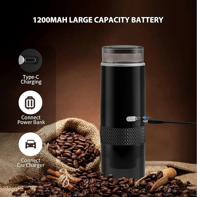Battery Operated Coffee Maker, Portable Espresso Machine, Portable Coffee Maker, for Travel, Car, Camping, Office (Add Hot Water)