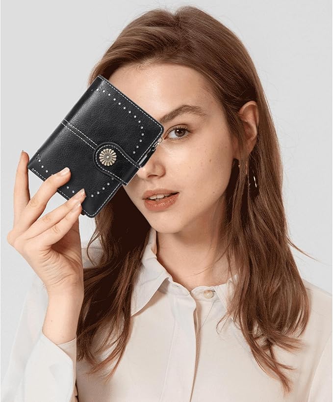 Small Wallet for Women Bifold Credit Card Holder RFID Blocking with Zipper Pocket