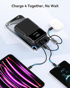 Kuulaa Portable Charger with Built in Cables 20000mAh, Travel Power Bank with LED Display, 22.5W Fast Charging Battery Pack for iPhone 17 16 15 14 13 12 Android