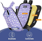 Pawaboo Pet Carrier Backpack, Adjustable Pet Front Cat Dog Carrier Backpack Purse Travel Bag, Legs Out, Easy-Fit for Traveling Hiking Camping for Small Medium Dogs, Small, Black & Purple Daisy