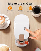 Tastyle Single Serve One Cup Coffee Maker, for K Cups and Grounds, Mini Coffee Maker with Portable Handle, 6 to 12 Oz Brew Size, for Travel, Camping, Office, RV and Dorm, 120V, White and Brown