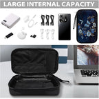 Floral Moon Butterfly Print Electronics Organizer, Travel Cable Organizer Bag, Portable Cord & Charger Storage, Compact Tech Bag & Case