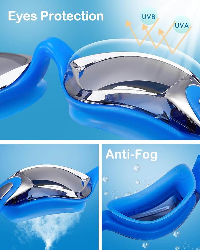 Aegend Swim Goggles for Kids Youth 3-14 Anti-Fog Anti-UV Comfort Fit Goggles for Swimming