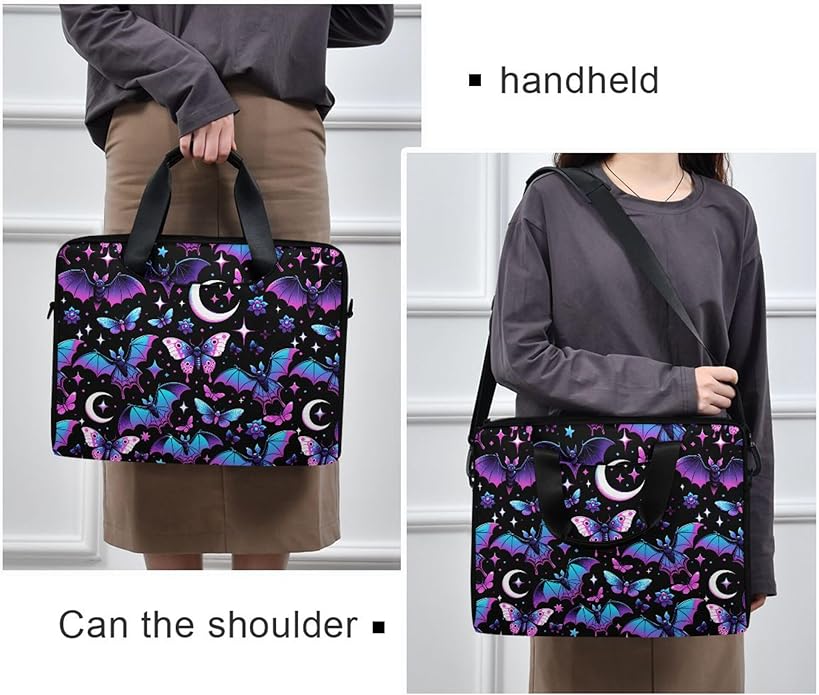 MNSRUU Laptop Bag for 15.6 inch Black Gothic Bats
