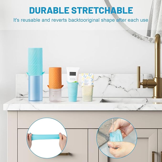 Mrsdry Bottle Covers for Travel, Leak Proofing, Travel Size Container Silicone toiletry sleeves, Leak Locks Travel Accessories for Shampoo Wash Body Bottles and other beauty and personal care(8pcs)