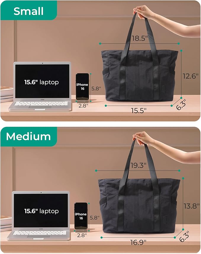 BAGSMART Tote Bag for Women, Tote Bag with Zipper Work Tote with Compartments Nurse Shoulder Hanbag for Travel, Gym