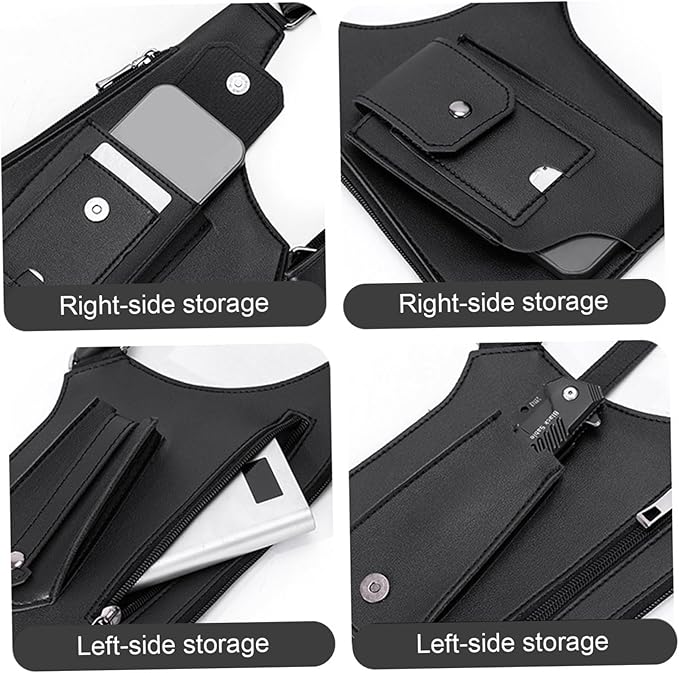 Leather Shoulder Armor Hidden Underarm Strap Wallet Adjustable Anti Pickpocket Accessories with Double Bag for Men, Women Leather Armor(Black)