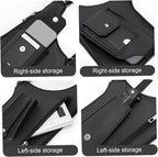 Leather Shoulder Armor Hidden Underarm Strap Wallet Adjustable Anti Pickpocket Accessories with Double Bag for Men, Women Leather Armor(Black)