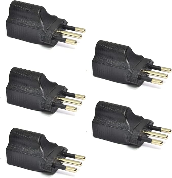 Ceptics Italy CEI-23-16/VII Travel Power Plug Adapter Accepts NEMA 5-15R - ETL Certified - Industrial Grade (IG-12-5PK) Black