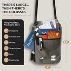 Neck Wallet for Travel & Passport Holder with RFID Blocking - Slim & Easy to Conceal Nylon Travel Pouch for men & women - Holds Phone, Cash, Cards, Keys - Sweat & Water Resistant - XLarge - Dark Grey