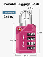 Puroma TSA Approved Luggage Locks, 2 Pack 4 Digit Resettable Travel Combination Code Lock with Zinc Alloy Body for Suitcase, Backpack, Laptop Bag, Gym Locker, Toolbox (Red-Violet)