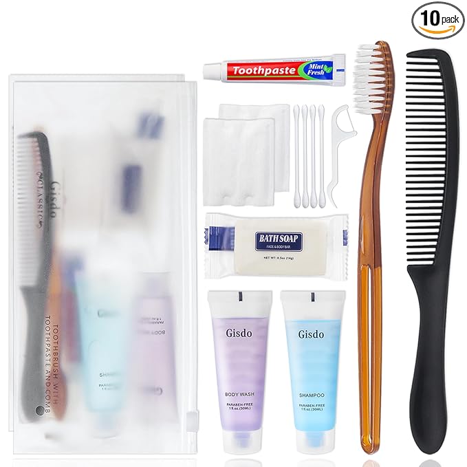 20 Sets Toiletry Kits Homeless Personal Hygiene Kit Bulk Homeless Care Package Supplies Travel Toiletry Kit Homeless Hygiene Kit Bulk for Men Women Charity Disposable Toiletry Kit(10-IN-1)