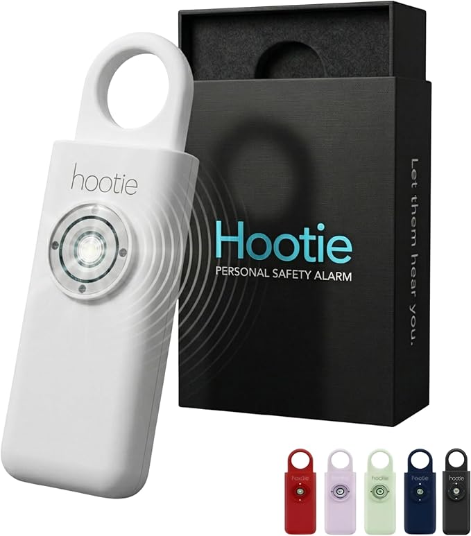 HOOTIE Personal Safety Alarm Keychain, 130dB Personal Alarm for Women Men and Kids, Pull Pin Emergency Panic Alarm with Strobe Light, Portable Self Defence Alarm for Campus Travel and Running - White