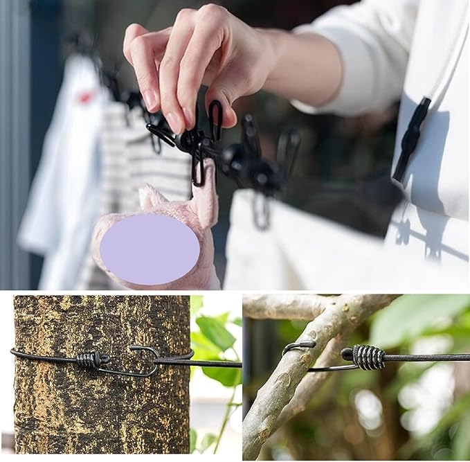 Clothes line 2 PCS,Travel Accessories Clothes line with 12 Clothes Clips, Retractable Portable Clothesline for Travel for Indoor Laundry Drying line,Hotel, Cruise,Outdoor Camping Essentials