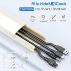 Yecaye 125in Cord Hider, Large Cord Covers for Wires on Wall, Cable Management Kit for Mount TVs, Wire Hider Cable Concealer for Home Office, W1.18in H0.6in, Beige