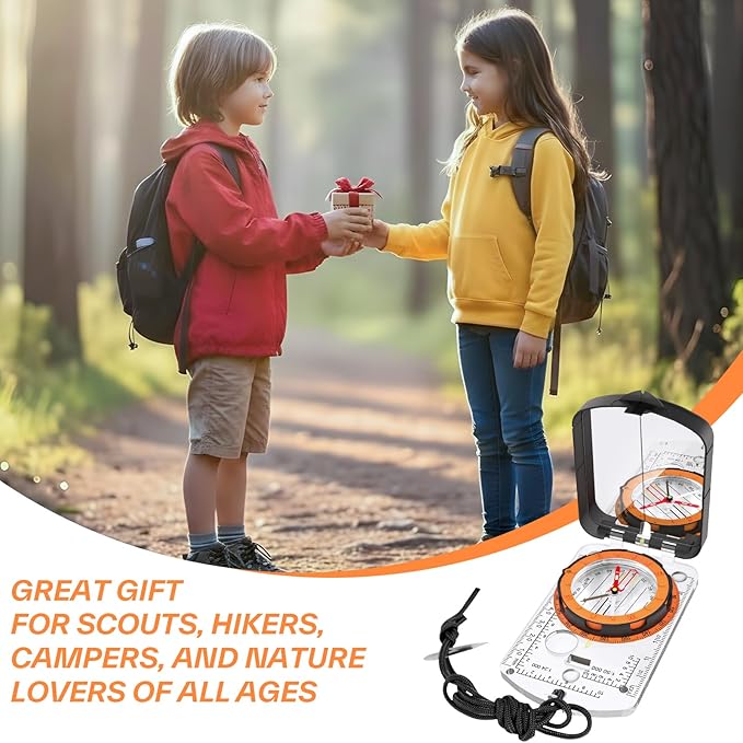 Sportneer Compass Hiking Survival, Camping Accessories Orienteering Compass with Mirror Boy Scout Compass for Kids Gifts Hiking Camping Backpacking Map Navigation