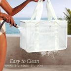 Fammart Iridescent Clear Beach Bag for Women, Jelly Tote Bag Waterproof Sandproof Pool Bag Cruise Vacation Essentials