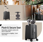Apelila 20" Ride-On Suitcase with Seat, Double Handle Carry On Luggage with Mesh Pocket & Side Hooks, Hard Shell Spinner Wheels, TSA Lock & Seat Belt
