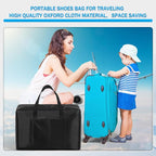 2 Pcs Shoe Bag for Travel with Handle Travel Shoe Organizer Portable Luggage Shoe Storage Bag for Multiple Shoes (Black, Blue)