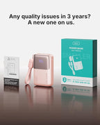 INIU Portable Charger, Ultra Mini 10000mAh 45W Fast Charging Power Bank, USB C Battery Pack with Cable, Flight-Safe Travel Powerbank for Women, Influencer, Student, Young People,Travel, Light Pink