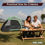 Golabs CT1 2 Person Camping Tent, Easy Set Up in 3 Mins, PU800mm Waterproof w/Mesh Top & Door with Ventilation, Lightweight 4.4lbs Portable Family Tent with Carry Bag &Interior Storage Pockets &Hook