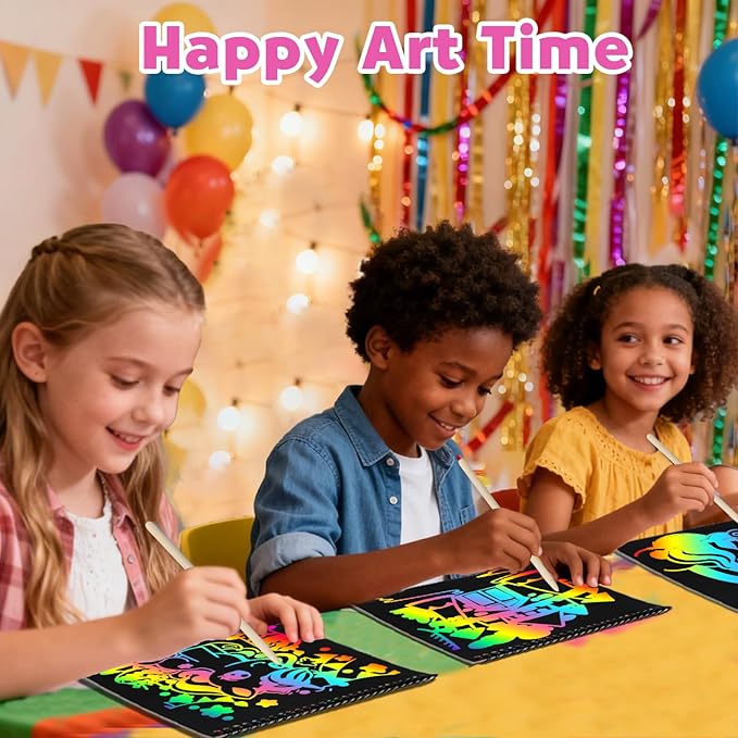 ZMLM Scratch Paper Art-Crafts Gift: 2 Pack Rainbow Notebooks Supplies Toys for 3 4 5 6 7 8 9 10 Years Old Girls and Boys Kids Easter Gifts Christmas Birthday Party Games Unicorns