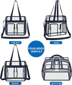 XCU Clear Bag for Stadium Events 12x6x12 Large Clear Tote Bag Transparent Lunch Bag Adjustable Straps for Concert Sports Work