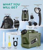 Portable Shower for Camping with 5-Gallon Water Jug, 6000mAh Rechargeable Outdoor Camping Shower Kit, IPX8 Waterproof Pump, Easy to Store for Hiking, Beach, 5-Mode Shower Head