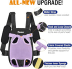 Pawaboo Pet Carrier Backpack, Adjustable Pet Front Cat Dog Carrier Backpack Travel Bag, Legs Out, Easy-Fit for Traveling Hiking Camping for Small Medium Dogs, Extra Large (Pack of 1), Black + Purple