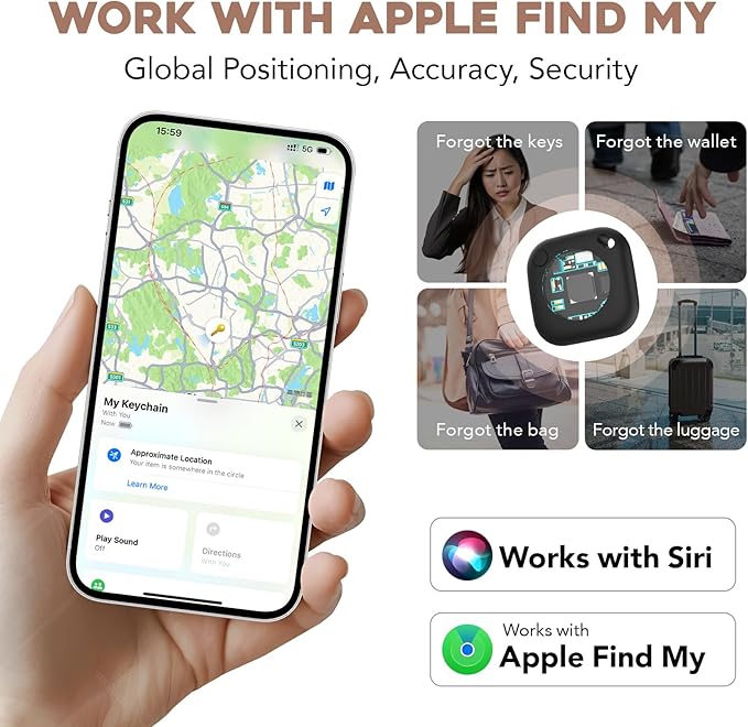 New Smart GPS Tracker [Apple MFi Certified] (iOS Only) | AppleTag Alternative | Replaceable Battery | for Keys, Bags, Luggage & More | Ultra Slim, Lightweight Design