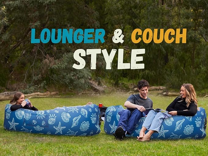 WEKAPO Inflatable Couch Air Lounger Chair - Camping & Beach Accessories, Portable Blow up Sofa for Hiking, Lawn, Indoor/Outdoor Movies & Music Festivals. Lightweight and Easy to Set Up Air Hammock